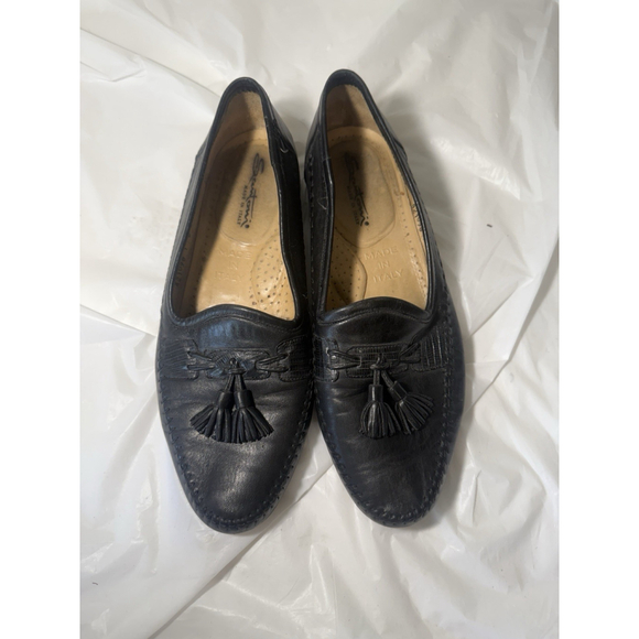Santoni Italy All Leather Loafers Men's sz 8.5 Black Dress Shoes - Picture 14 of 15